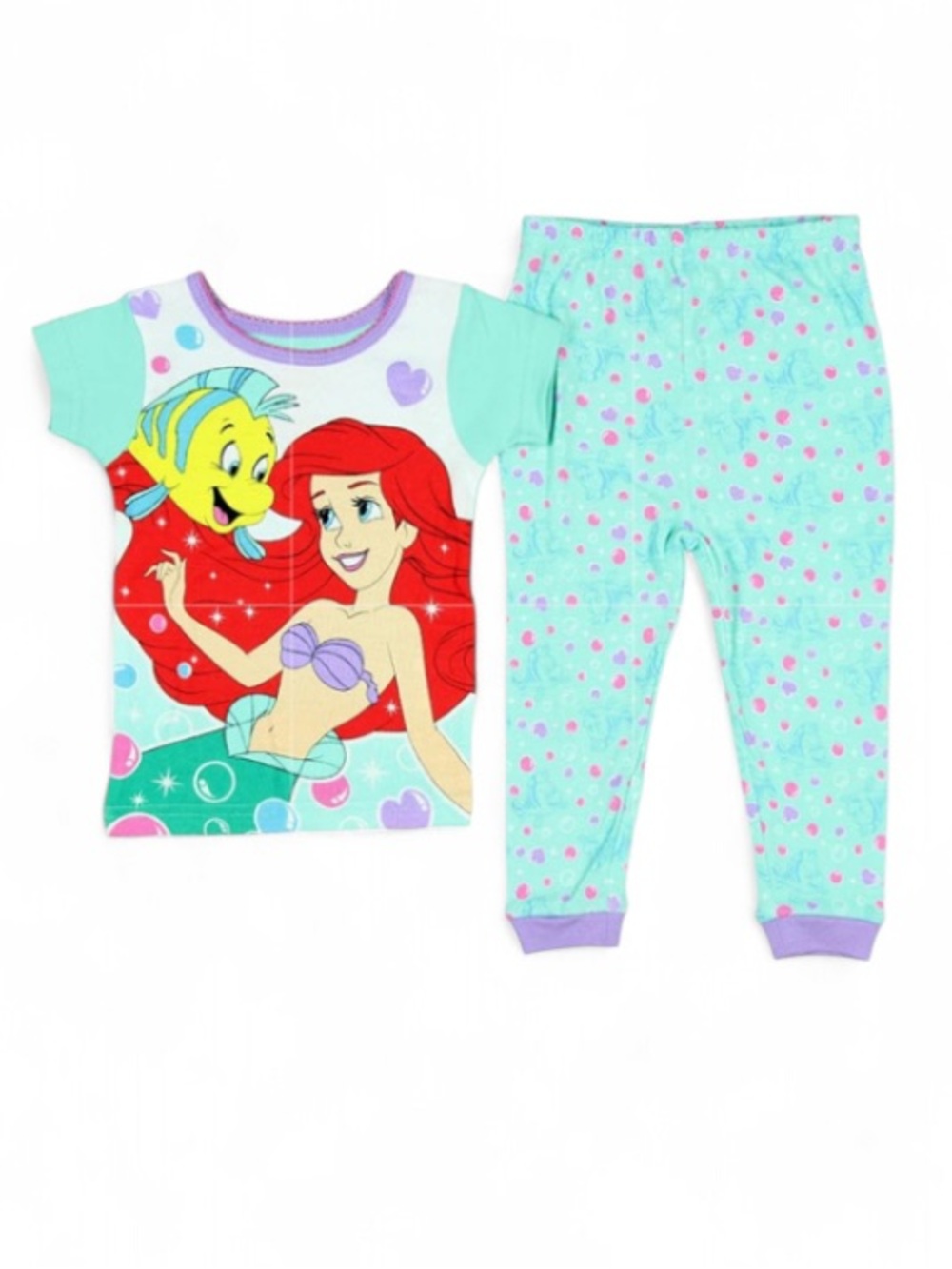 Disney Little Mermaid Toddler Pajama Set - Aqua/Red/Purple
